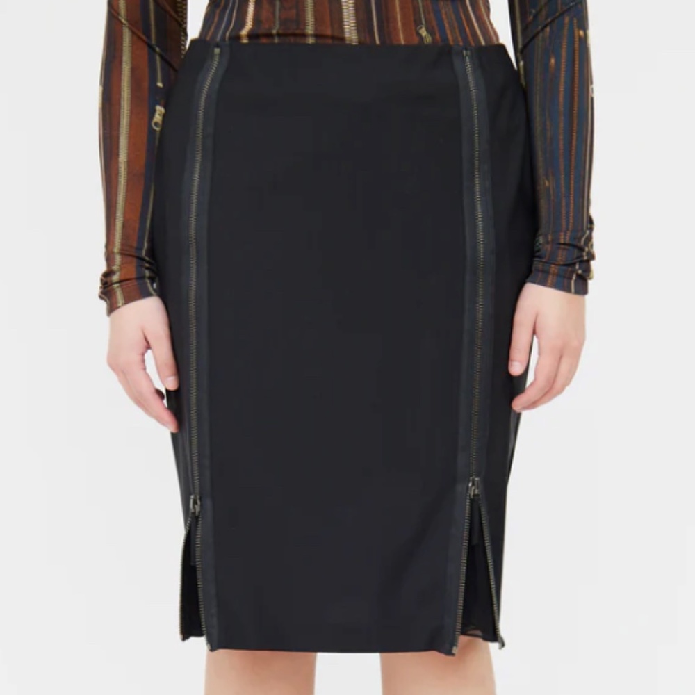 Jean Paul Gaultier | Wool Skirt with Zipped Silk Panels NWOT | Size 6